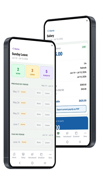 Salary, payslips and Sunday rest-day planning