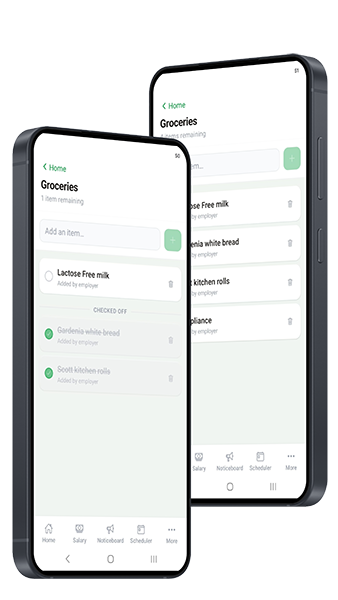 Shared grocery list, in sync for both sides